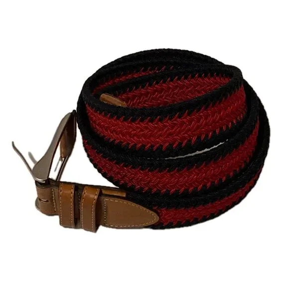 Trafalgar Blue & Red Striped Woven Braided Belt Size 38